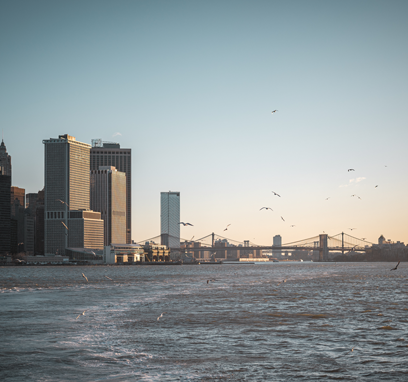 A photograph I took while in New York from the Staten Island Ferry, overlooking the river and the city