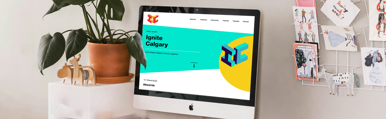 Ignite Calgary website landing page mocked up on an iMac